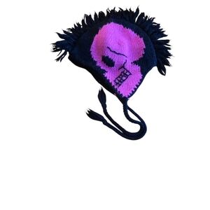 Pink and Black Skull Knit Hat
